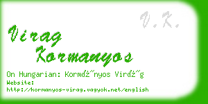 virag kormanyos business card